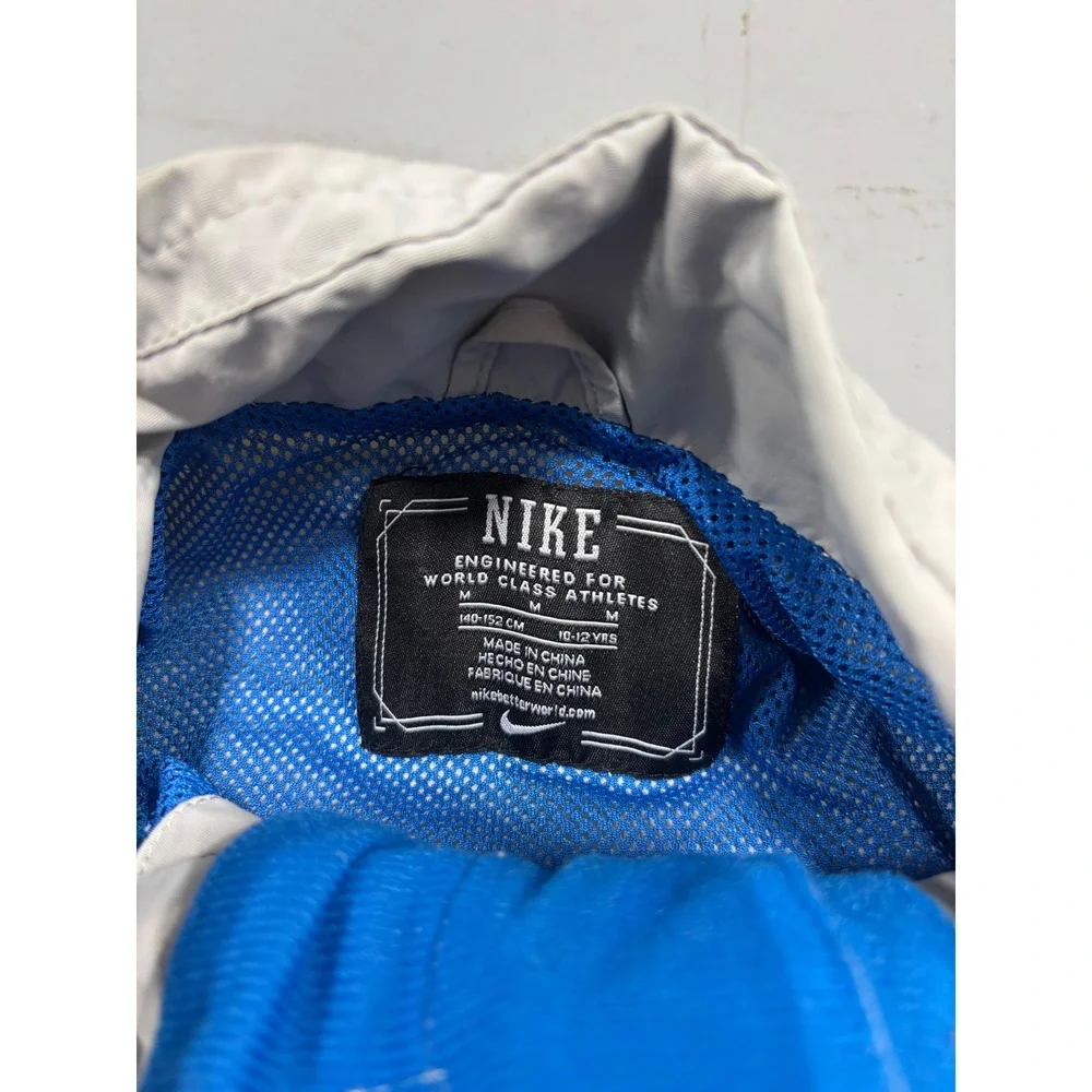 Nike Boys Grey Blue Colorblock Full Zip Windbreaker Jacket Size M 10-12Y
